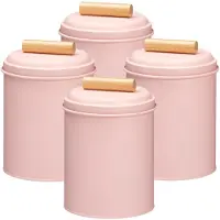 Excellent houseware Voorraadpot / koekjes bewaarblik Bart - 4x - 14 x 20 cm - metaal - roze - keuken voorraadpotten
