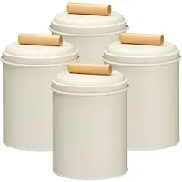 Excellent houseware Voorraadpot / koekjes bewaarblik Bart - 4x - 14 x 20 cm - metaal - wit - keuken voorraadpotten