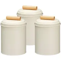 Excellent houseware Voorraadpot / koekjes bewaarblik Bart - 3x - 14 x 20 cm - metaal - wit - keuken voorraadpotten