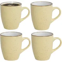 Gerimport Koffie / thee mok Sweets - 4x stuks - geel - 350 ml - keramiek