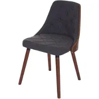 MCW Eetkamerstoel -A75, bezoekersstoel keukenstoel, walnoot-look gebogen hout MVG-gecertificeerd ~ stof/textiel grijs