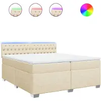 vidaXL Boxspring met matras stof crèmekleurig 200x200 cm