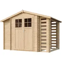 Timbela M389F+M389G - Houten tuinhuis-brandhoutschuurtje - 5,41 m² - 206x328xH224 cm - met vloer