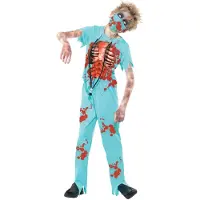 Smiffys Kostüm - Zombie Surgeon - Blau - - 10-12 Jahre (140-152) - Kostüme