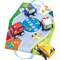 Hape Pull-back Plush Car Set Blauw Kinderen