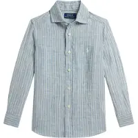 Ralph Lauren Hemd - Leinen - Blue Cream m. Streifen - - 6 Jahre (116) - Hemd/Bluse