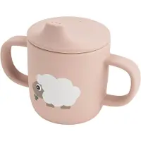 Done by Deer - Silicone spout cup with 2 handles - Tiny farm Powder - Ø6,5 x H 9 cm