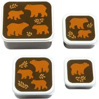 A Little Lovely Company Broodtrommel Set - 4 stk - Beren - - OneSize - Broodtrommels