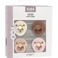BIBS – Fopspenen - Colour – 4 Pack – Rond - Ivory/Blush/Woodchuck/Blossom – Maat 2