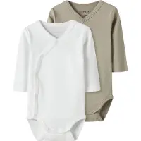 Name it Rompertje/body donkerbeige / wit