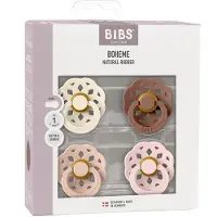 BIBS Boheme Fopspeen - Rond - 4 Stuks - 0-6 Mnd - Ivory/Blush/Woodchuck/Blossom