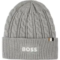 BOSS Beanie voor kinderen met gebreid kabelpatroon en logostiksel