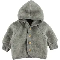 Engel - Kinder Kapuzenjacke mit Holzknöpfen - Wollen vest 98/104, grijs