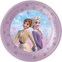 Decorata Party Plastic borden - 4-pack - 21 cm - Frozen II Win - - OneSize - Borden