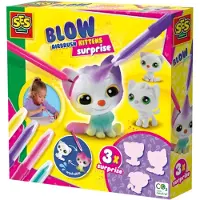 SES Creative - Blow Airbrush Pens - Kittens Suprise - Knutselen Meisjes - 4 Pennen en 3 Kittens - Herbruikbaar - Vanaf 5 jaar