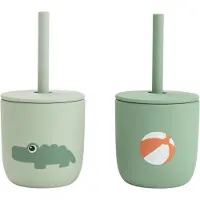 Done by Deer Playground Silicone Verpakking Van 2 Bekers Met Rietjes