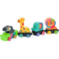 Vilac houten dierentrein speelgoed - kleurrijke magnetische dieren.