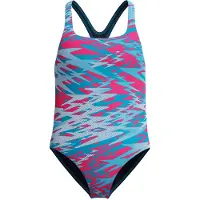 Speedo Hyperboom Print Medalist Swimsuit Blauw 10 Years Meisje