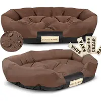 AIO Factory Hondenbed, 75x50 cm, gepersonaliseerd, waterdicht, bruin