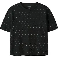Name it KIDS T-shirt met stippen - zwart Meisjes Katoen Ronde hals Stip - maat 134/140
