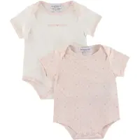 Emporio Armani Rompers s/s - 2-pack - Aquile Roze/Wit - - 3 mnd - Rompers Korte Mouw