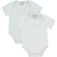 Emporio Armani Rompers s/s - 2-pack - Wit/Lichtblauw m. Logo's - - 3 mnd - Rompers Korte Mouw