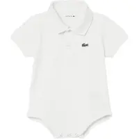 Lacoste Romper s/s - Pique - Wit m. Logo - - 6 mnd - Rompers Korte Mouw