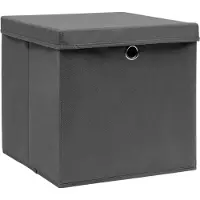 vidaXL Opbergboxen met deksel 4 st 32x32x32 cm stof grijs