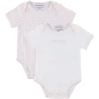 Emporio Armani Romper s/s - 2-pack - Wit/Roze m. Logo's - - 6 mnd - Rompers Korte Mouw