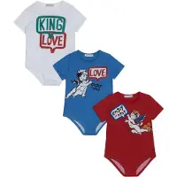 Dolce&Gabbana Rompers s/s - 3-pack - Blauw/Rood/Wit - - 9-12 mnd - Rompers Korte Mouw