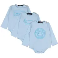 Versace Cadeaubox - Rompers l/s - 3-pack - Lichtblauw - - 12-18 mnd - Rompers Lange Mouw