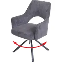 Mendler Eetkamerstoel HWC-K30, keukenstoel met rugleuning, draaibaar, automatische positie, stof/textiel MVG koord, donkergrijs