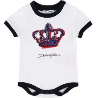 Dolce&Gabbana Romper s/s - Wit m. Kroon - - 12-18 mnd - Rompers Korte Mouw