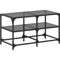 vidaXL Salontafel met glazen blad, zwart, 78,5x40x45 cm, staal