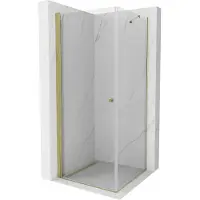 Mexen Pretoria douchecabine scharnierend 70 x 70 , transparant, goud - 852-070-070-50-00