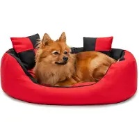 Lionto hondenbed, stijlvol 4-in-1 hondenmandje, waterafstotend, krasbestendig en gemakkelijk schoon te maken, 65x50 cm, rood/zwart