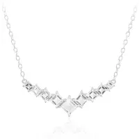 Cavill - Zilveren Halsketting - 925 Sterling Zilver Gerhodineerd - 2 582 ct Witte Topaas - Moderne Elegante V-vorm - Luxe Vrouwensieraad