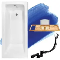 Besco TALIA ligbad 160 x 75 cm wit met bamboe badplank