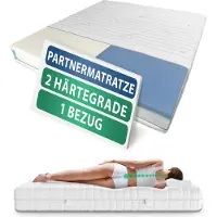 AM Qualitätsmatratzen Partnermatras 140x210 cm - Hoogwaardig 7-Zone Pocketveringmatras - twee verschillende hardheden - Stevig (H4) & Stevig (H4) - 24 cm Premium hoogte - 140 x 210cm - Partnermatras