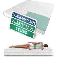 AM Qualitätsmatratzen 7-zone partnermatras met 1000 veren 140 x 210 cm - 24 cm Premium hoogte - 1.000 veren pocketveringmatras 140x210cm - Twee hardheidsgraden - Stevig (H4) & Stevig (H4)