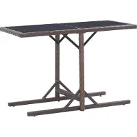 The Living Store Buistafel - Tuinstoel - Tuintafel 110x53x72 cm glas en poly rattan bruin - Terrasmeubilair - Outdoor Furniture - Lounge Set