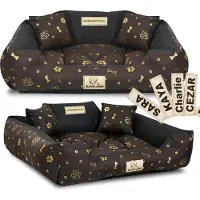 AIO Factory KING DOG Serie - Hondenmand - Personaliseerbaar - Waterdicht - Bruin met Gouden Botten