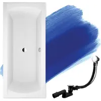 Badland Badkuip, rechthoekig, Ines, 190x90 cm, inclusief afvoer en poten. GRATIS, zonder afwerking