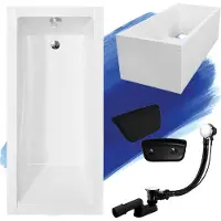 Besco MODERN ligbad 180 x 80 cm wit met baddrager met hoofdsteun
