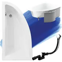 Besco PRAKTIKA hoekbad 150 x 70 cm links wit met styropor ombouw