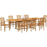vidaXL Tuin Eettafel Set 9 pcs Bruin Massief Teakhout