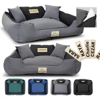 AIO Factory Hondenmand, speelbox, KINGDOG MM43, 115x95 cm, gepersonaliseerd, afneembaar, antislip, donkergrijs