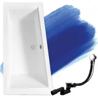 Badland Eckbadkuip, rechthoekig, Intima SLIM, links, 160x90 cm, randhoogte 15 mm, inclusief afvoerkit en poten. Gratis, zonder afwerking