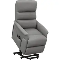 HOMCOM TV-relaxfauteuil met elektrische optilhulp, relaxfauteuil met ligfunctie, TV-relaxfauteuil met linnenlook, pocketvering, zijvak en afstandsbediening, voor woonkamer, grijs
