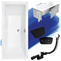 Besco QUADRO ligbad 190 x 90 cm wit met styropor ombouw met hoofdsteun